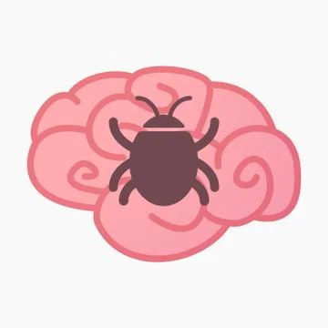 Isolated brain with a bug Stock Illustration