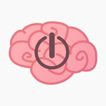 Isolated brain with an off button Stock Illustration