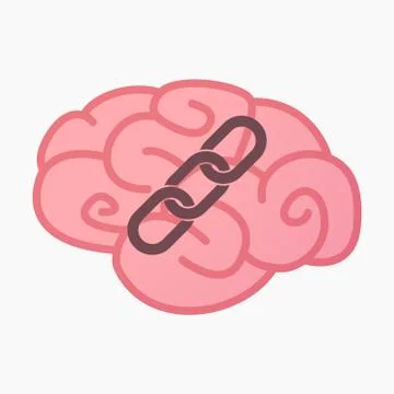 Isolated brain with a chain Stock Illustration