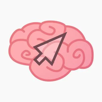 Isolated brain with a cursor Illustrazione stock
