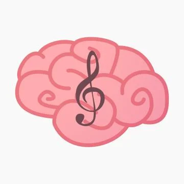 Isolated brain with a g clef Stock Illustration