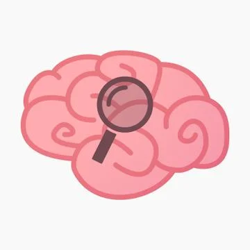 Isolated brain with a magnifier Stock Illustration
