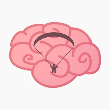 Isolated brain with a paraglider Stock Illustration