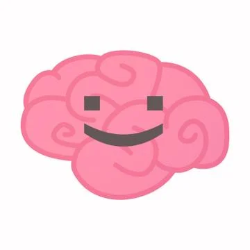 Isolated brain with a smile text face Stock Illustration