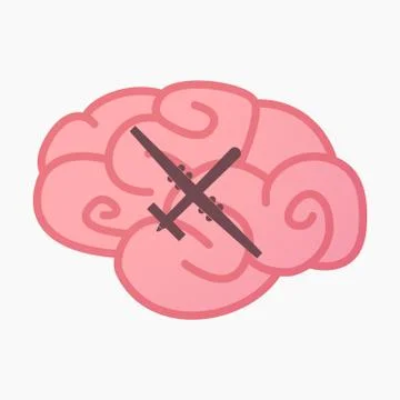 Isolated brain with a war drone Illustrazione stock