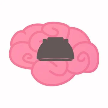 Isolated brain with a work helmet Illustrazione stock