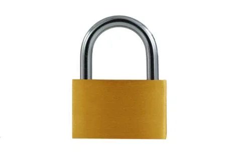 Isolated brass lock on white Stock Photos