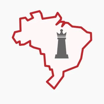 Isolated Brazil map with a  queen   chess figure Stock Illustration