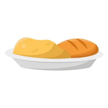 Isolated breakfast with eggs and bread Vector Stock Illustration