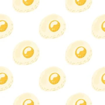 Isolated breakfast seamless pattern with omelette ornament. Meal with eggs in Stock Illustration
