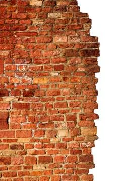 Isolated brick wall, red &amp; old Stock Photos