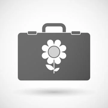 Isolated briefcase icon with a flower Illustration