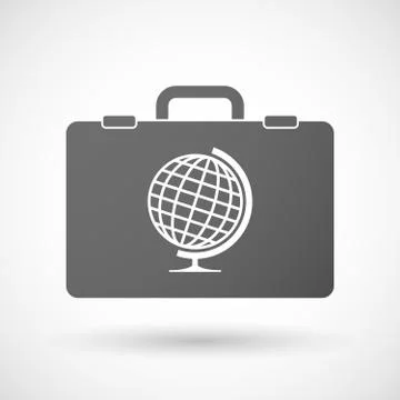 Isolated briefcase icon with  a table world globe Stock Illustration