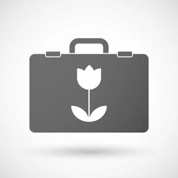 Isolated briefcase icon with a tulip Illustration
