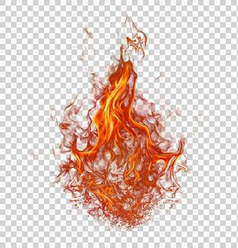 Isolated bright burning fire flame with orange and yellow sparks on a clean.. Stock Illustration