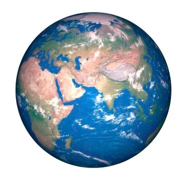 Isolated bright side of the World or earth in 3D illustration.  Stock Illustration