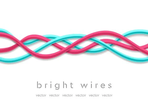 Isolated bright tech wires on white background Stock Illustration