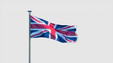 Isolated British Flag In Wind Pre-Keyed With Alpha Channel Stock Footage 333203506