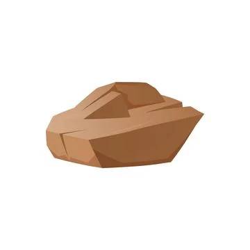 Isolated brown cartoon stone, vector illustration on white background Ilustração Stock