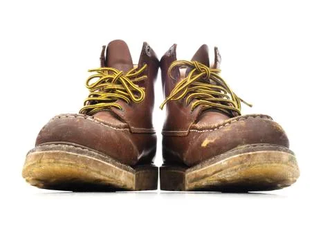 Isolated Brown Construction Work Boots Фото