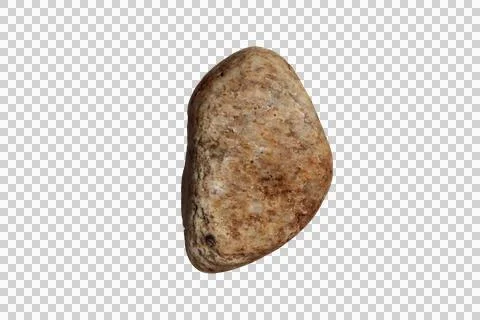 Isolated brown river stone with smooth texture on white background minimali.. Stock Photos
