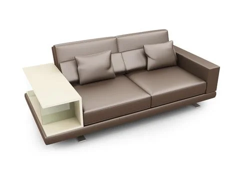 Isolated brown sofa with glass on a white background Stock-Illustration
