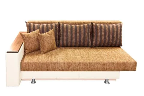 Isolated brown sofa on white background. red couch proper for furniture desig Stock Photos