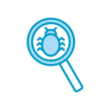 Isolated bug inside lupe line and fill style icon vector design Illustrazione stock