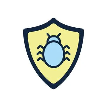 Isolated bug inside shield flat style icon vector design Illustrazione stock