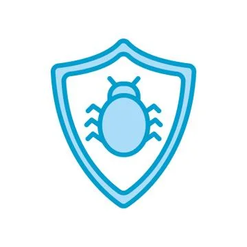 Isolated bug inside shield line and fill style icon vector design Illustrazione stock