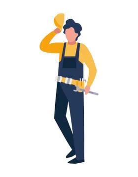 Isolated builder avatar man with yellow helmet vector design Stock Illustration