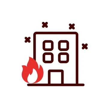 Isolated building with flame vector design Ilustración de archivo