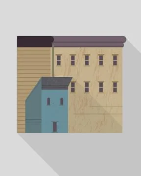 Isolated buildings with small windows. Flat vector illustration. Stock Illustration