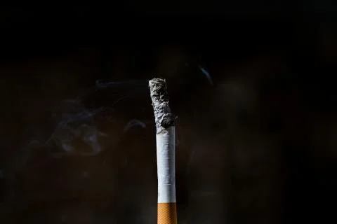 Isolated burning Cigarette,tobacco smoke addiction,unhealthy lifestile Stock Photos
