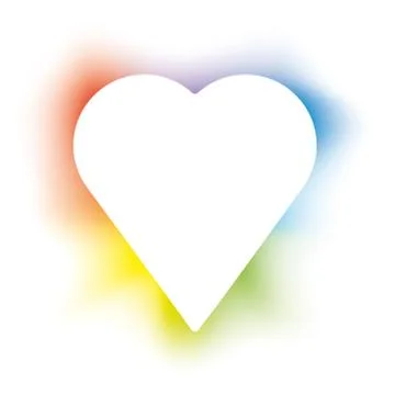 Isolated burning heart with backlight in colors. Stock Illustration