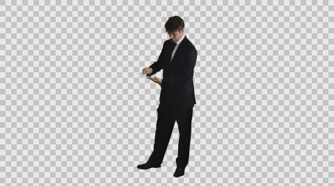Isolated Business Man Alpha with tablet Stock Footage 67564290