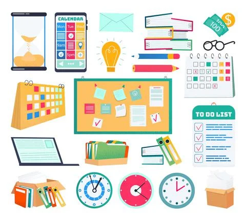 Isolated business object set collection, vector illustration, collection design Stock Illustration