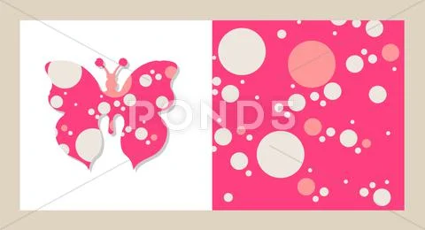 Isolated butterfly on white and a bubbles background Stock Illustration