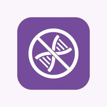 Isolated button with  a DNA sign in a not allowed signal Stock Illustration