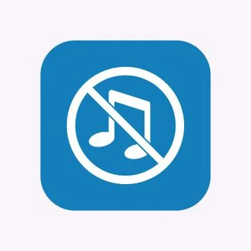Isolated button with  a musical note  in a not allowed signal Illustrazione stock
