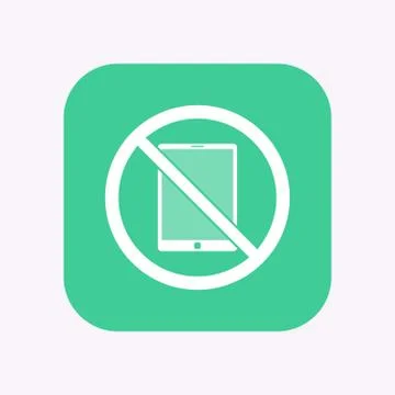 Isolated button with  a tablet pc  in a not allowed signal Stock Illustration