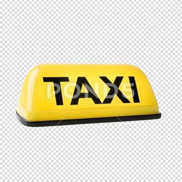 Isolated cab roof light, vibrant yellow with "taxi" text PSD Template