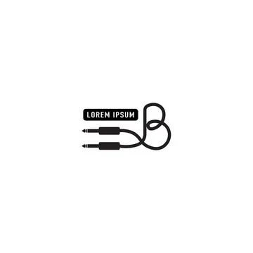 An isolated cable jack audio logo concept. Letter B uppercase alphabet logo.. Ilustración de archivo