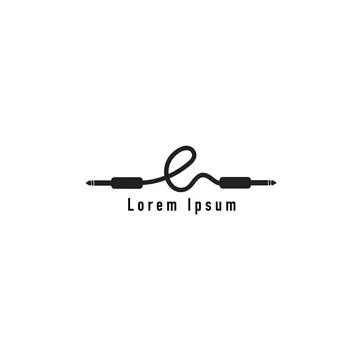 An isolated cable jack audio logo concept. Letter e lowercase alphabet logo.. Stock Illustration