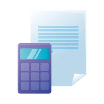 Isolated calculator and document paper vector design Stock Illustration