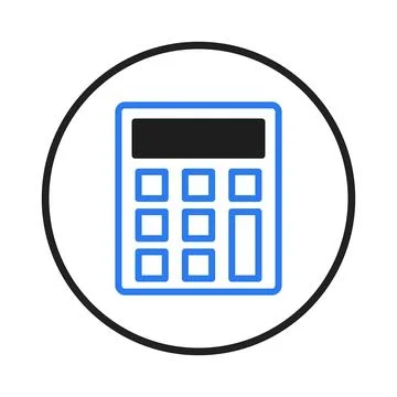 Isolated calculator icon within round border represents finance accounting .. Stock Illustration