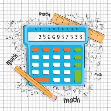 Isolated calculator with mathematical formulas Math class concept Vector Stock Illustration