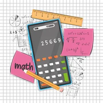 Isolated calculator with mathematical formulas Math class concept Vector Illustrazione stock