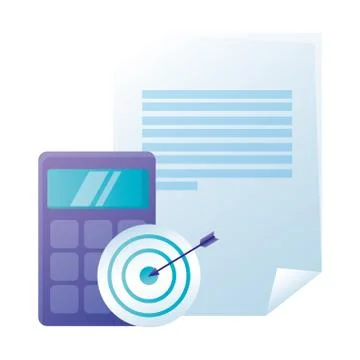 Isolated calculator target and document paper vector design Stock Illustration