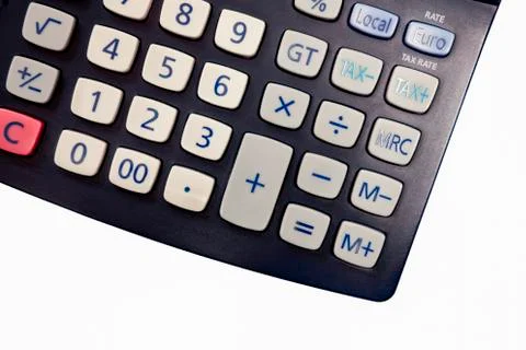Isolated calculator white background. Stock Photos
